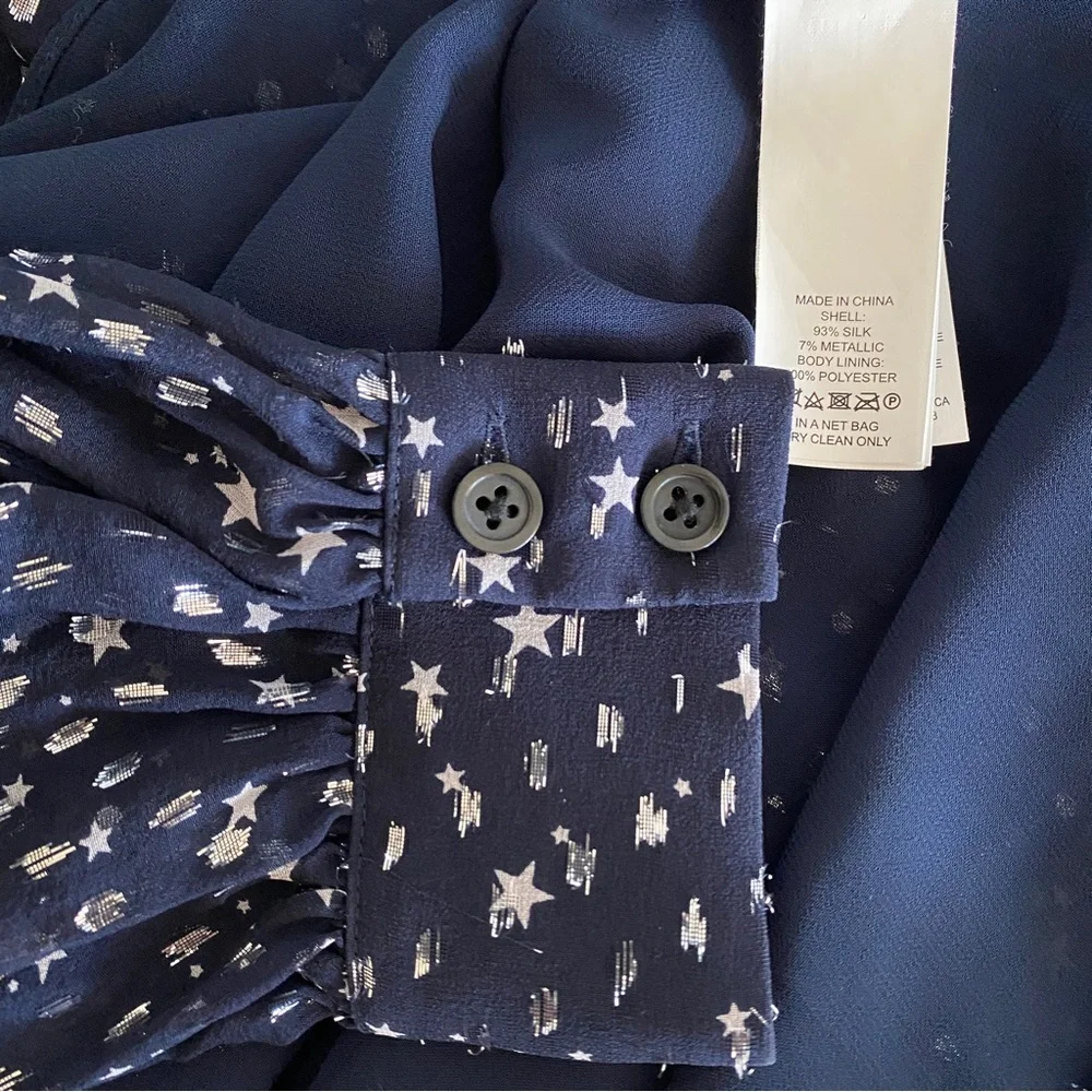 Kate spade navy metallic star silk dress